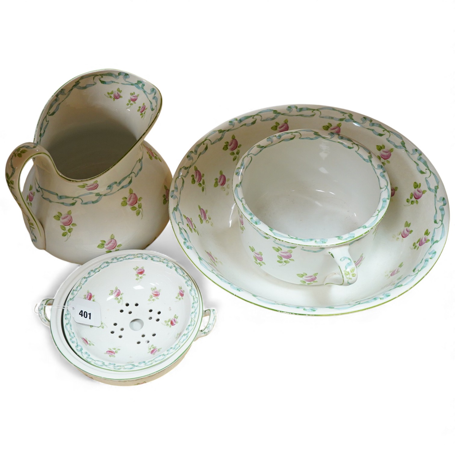 An Edwardian pottery toilet set, S. W. Dean Burslem